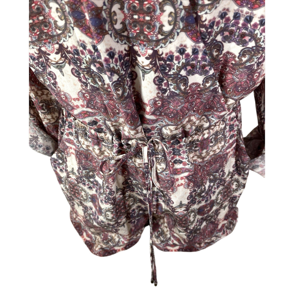 Intermix McCourty 100% Silk Faux Wrap Long Sleeve Paisley Romper Pockets Sz P/2 - Picture 5 of 8